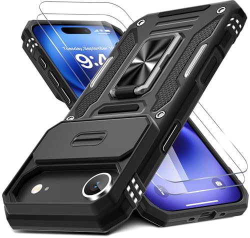 Coque iPhone Air anti rayure appareil photo avec béquille intégrée noire