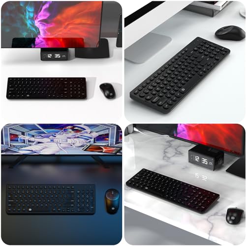 Image of Wireless Keyboard and Mouse Combo, FD iK6630 2.4GHz Cordless Cute Round Key Set Smart Power-Saving Quiet Slim Combo for Laptop, Computer,TV and Mac