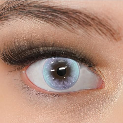 Kontaktlinsen farbig ohne Stärke lila | farbige violette Jahreslinsen | weiche Linsen | 2 Stück Farblinsen + Linsenbehälter | 0.0 Dioptrien | crazy Farben | Charmiga Mariposa Blue-Violet