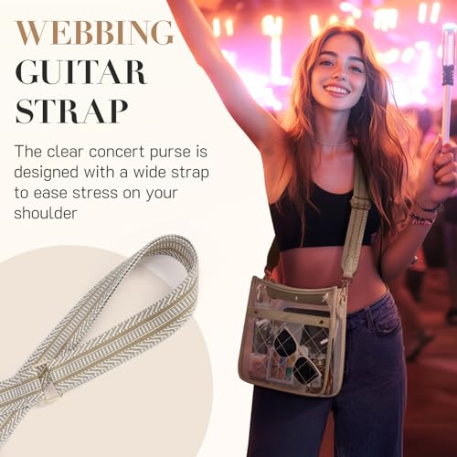 Image of Missnine Clear Crossbody Bags for Women Stadium Approved Clear Purse for Concert Transparent Plastic Bag with Guitar Strap