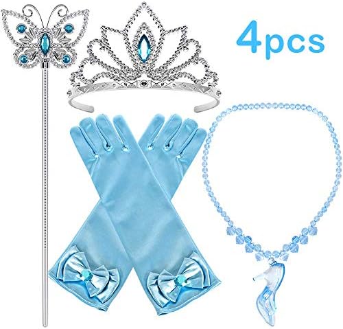 TiiMi Party Princess Cinderella Dress up Tiara Crown Necklace Wand Gloves Party Accessories Gift Set for Girls