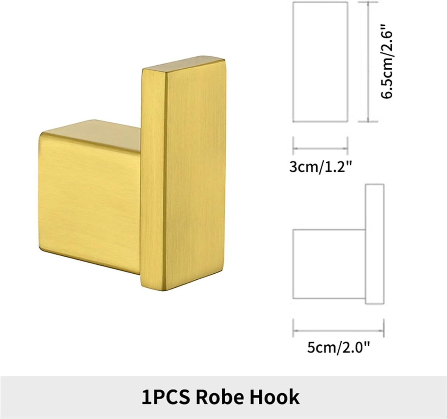 Brushed Gold Bathroom Hardware Set Stainless Steel Robe Hook Single Towel Bar Toilet Roll Paper Holder Towel Ring (Color : Paper Holder) (Robe Hook)