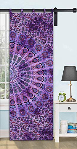 Gdonline Purple Peacock Feather Mandala Wall Hanging Curtain Wall Hanging Mandala Window Curtains Panels Bird Tapestry Hippie Bohemian Psychedelic #TOP2