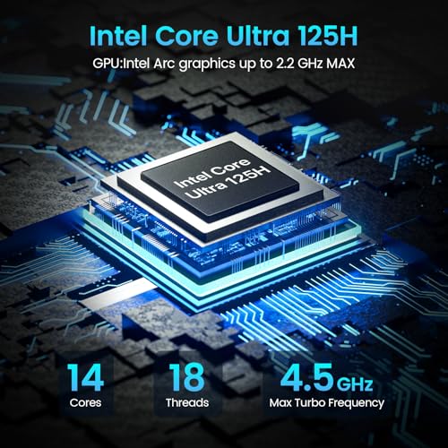 Image of PELADN Mini PC Gaming, Core Ultra 5 125H (Up to 4.5GHz, 14C /18T) Desktop Computer M.2 PCIe 4.0 512GB SSD 32GB Dual DDR5 5600MHz Dual LAN 2.5G WiFi6 /Bluetooth5.2 /Type-C USB4.0 for Office Home