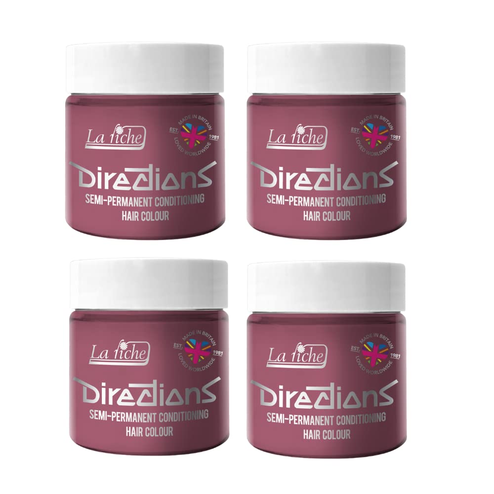 4 x La Riche Directions Semi-Permanent Hair Color Bote de 100 ml (Pastel Rose)