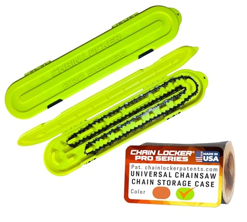 Pro Series - Universal Portable Saw Chain Storage Case Double Row Design for Long Blades and Double Sided for Sharp and Dull 2 Inches Tall Made in USA - High-Vis Yellow