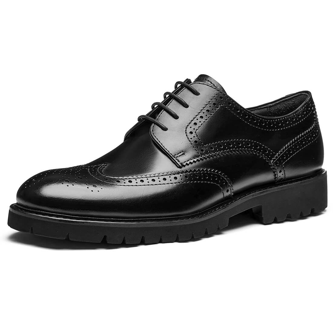 Mens Dress Shoes Wingtip Genuine Cowhide Leather Oxfords with Brogue Derby Shoes for Wedding Business Fomal Occasions