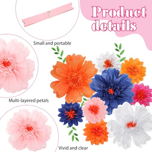 Image of TaoBary Large Colorful Tissue Paper Flowers Giant Fiesta Paper Pom Poms Classroom Wall Decor Mexican Birthday Party Decorations Wedding Backdrop(20 inch and 10 inch,Light Color,12 Pcs)