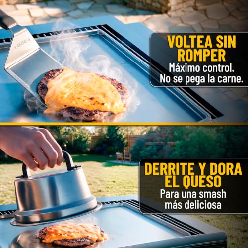 Miniatura 4 de Smashi Smash Burger Kit Piezas Profesional Acero Inoxidable 304 Certificado Eu Contacto Alimentos Prensa Hamburguesas Smasher Tratamiento Antiadherente El Auténtico Kit Smash Burger Experto