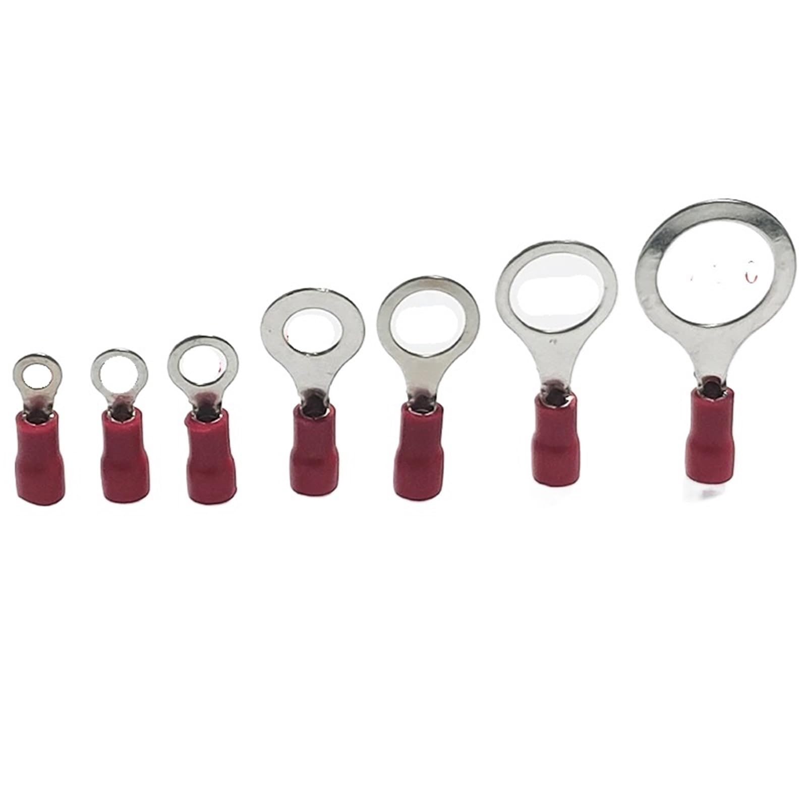 Baynopurin Red Round Insulated Crimp Terminals 50Pcs 0.5 1.5Mm² Awg22 16 Rv1.25 3 4 6 Insulated Tubular Eyelet Ring Cable Lug Crimp Terminal(,Rv1.25-3)