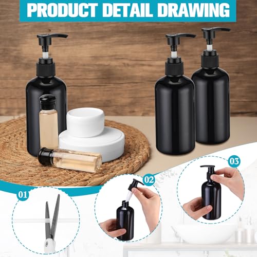 Image of CroBlissful 24 Pcs Empty Plastic Pump Bottles 8oz Refillable Lotion Pump Bottle Containers with Dispenser for Shampoo, Conditioner, Face Cream, Massage Oil, Liquid Soap (Black)