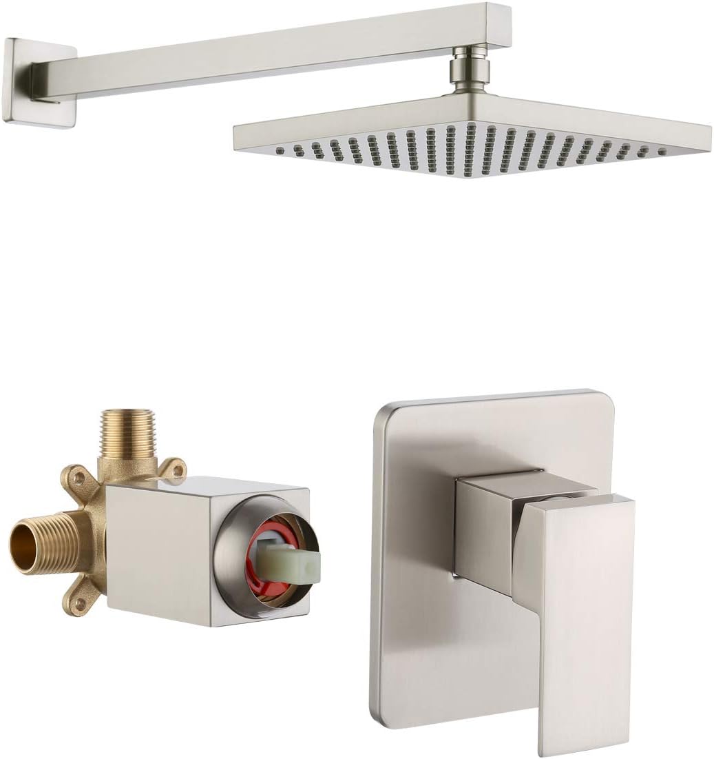 KES Shower Faucet Set Brass Shower Valve and Trim Kit Rainfall Shower