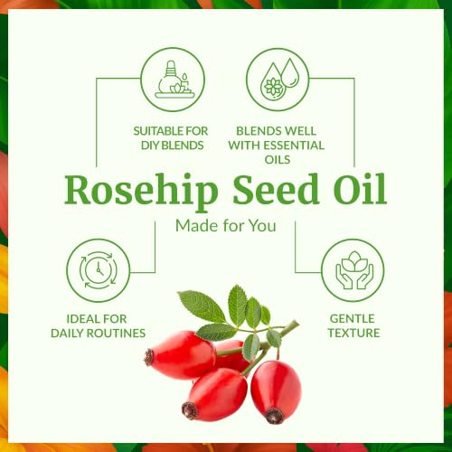 Image of SVA Rosehip Seed Oil 4 Fl Oz - for Face, Skin Care, Hair Care, Scalp Massage & Body Massage - Carrier Oil with Dropper