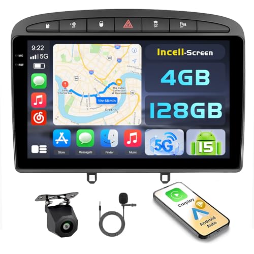 Autoradio Android 15 Hikity pour remplacer le système d'origine Peugeot 308 avec GPS et Bluetooth