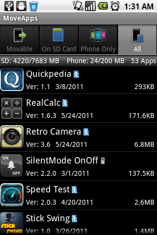 MoveApps - App 2 SD Free