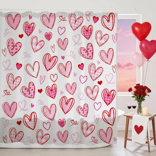 Mocsicka Valentines Shower Curtain Cute Heart...