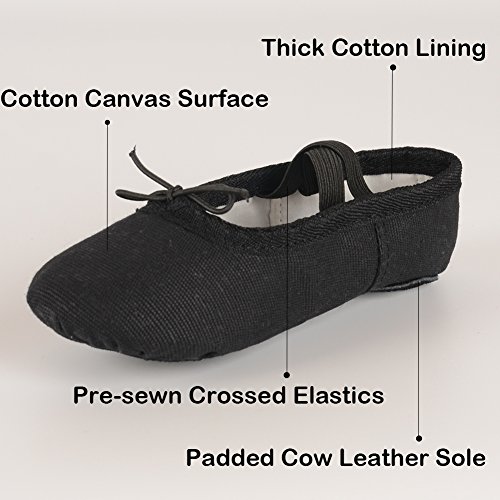 RUQIJI Canvas Ballet Shoes for Girls/Toddlers/Kids/Women, Ballet Practice Shoes/Full Sole Ballet Slippers/Better Fit Dance Shoes3