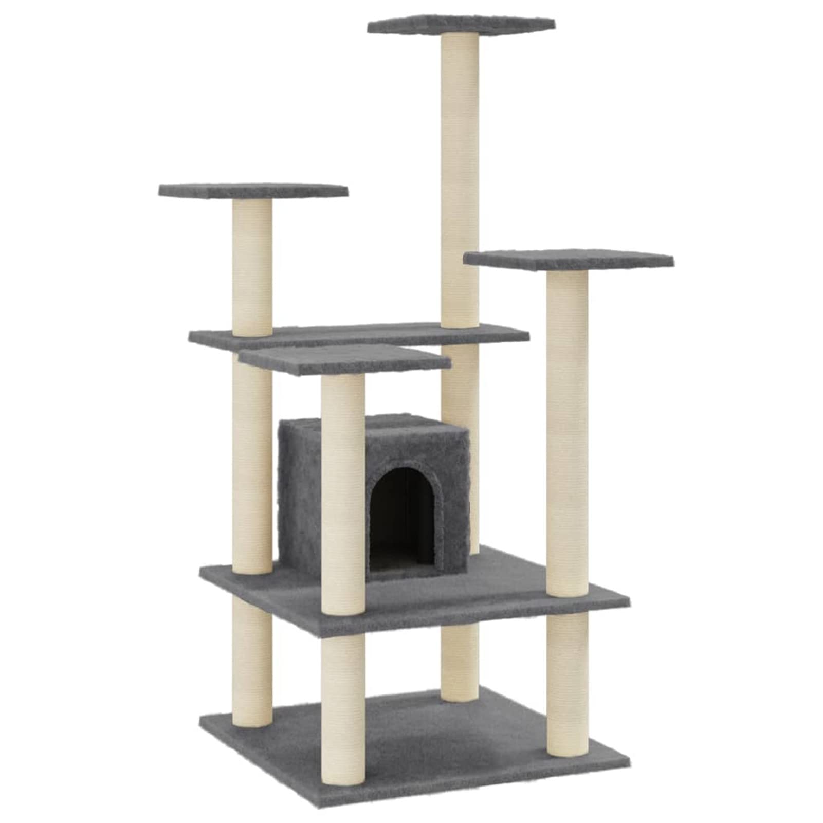 ShGaxin Rascador para Gatos con Postes de sisal, Arbol para Gatos, Gatos Accesorios, Arranhador para Gatos, Arbol Rascador Gatos, Gris Oscuro 110 cm