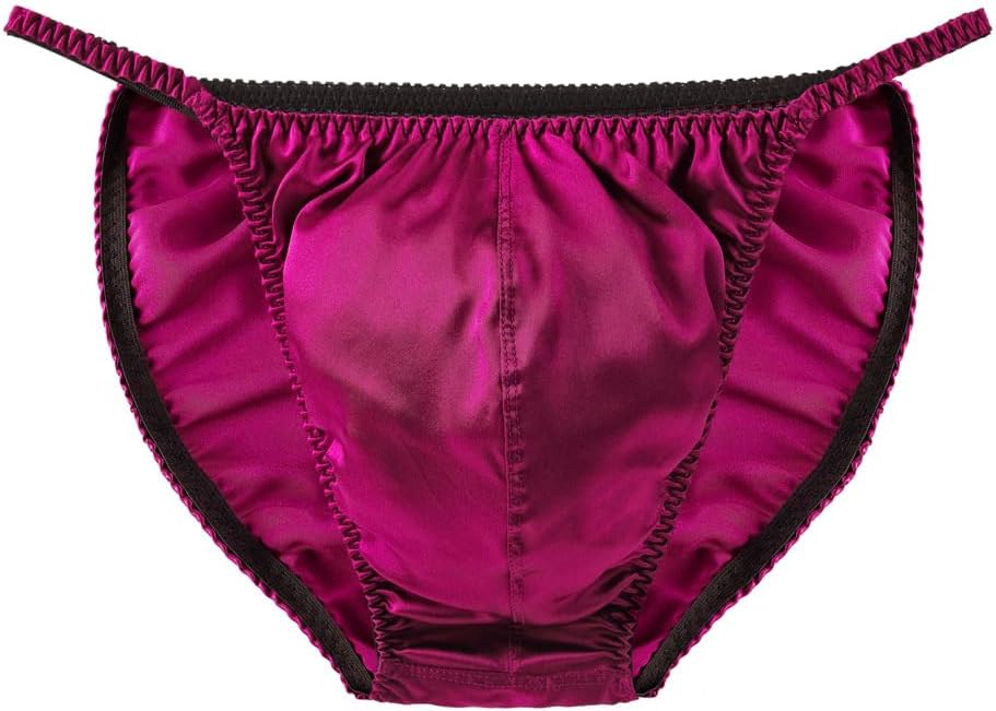 Men's Pure Silk Satin G-String Thong Panties Pouch Sexy Briefs Soft Healthy Basic Bikini Breathable Underwear 3Pairs - Image 3