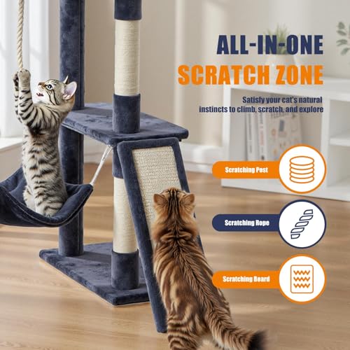 Torre para Gatos Multi-Niveles 63" con Rascadores y Plataformas miniatura 6
