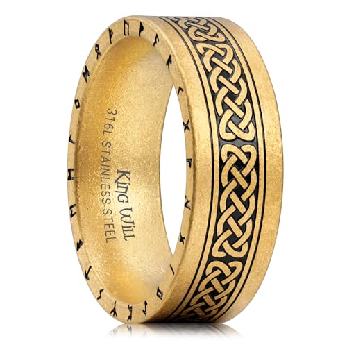 King Will 316L Stainless Steel Men Wedding Band-8mm Gold Men