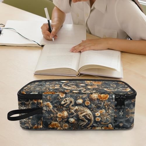 Image of Boys Pencil Pouch Dinosaur Fossil Pencil Case Large Capacity,Cool Pencil Container for Elementary Kids Children Pencil Bag for Girls Adults Women Make Up Bag for Travelling Outdoor