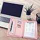 GraduatePro Schreibmappe A4 Leder Dokumentenmappe Business Tablet Mappe Ordner Klemmbrettmappe mit Deckel Organizer Reißverschluss Portfolio Rosa