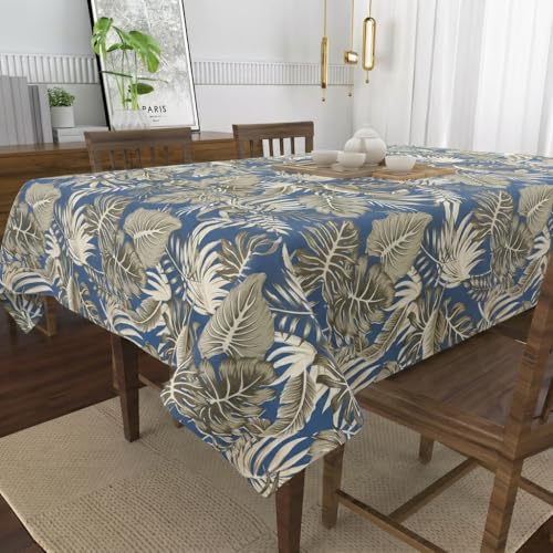 Image of Wings Star Premium Center Table Cover, PVC Fabric, 40x60 inch Size | Table Cloth | PVC 4 Seater Rectangular Center Table Cover | Table Sheet for Dining, Party, Events | Waterproof Blue & Beige