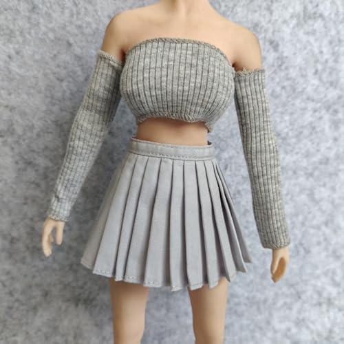 Poupée vêtements sweater 1/6 et jupe grise pour habiller figurine 30cm