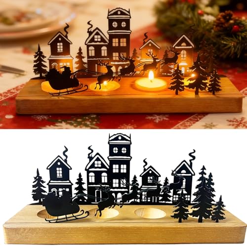 Kerzenhalter Adventskranz für 4 Teelicht, Holz Kerzenständer mit...