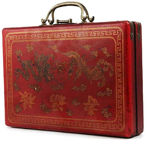 Chinese Mahjong Mah Jongg Set With 144 Mini Tiles Dot Dice Leather Box Extra White Tiles For Travel Family Game #TOP6