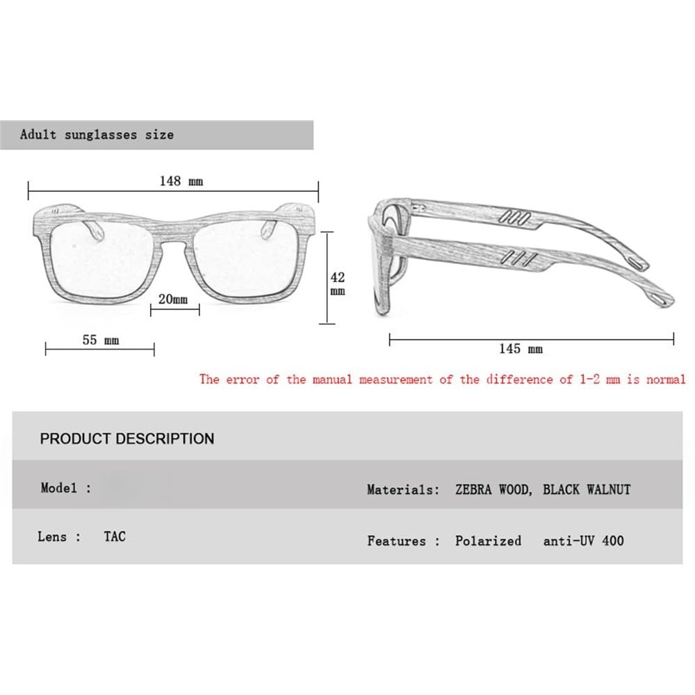 Mode Herren Sonnenbrille Angeln Brillen Holz Frauen Männer Sonnenbrille Polarisierte UV400