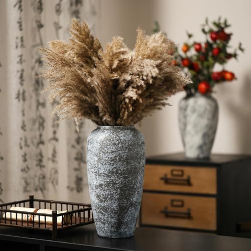 Rustic 12.5” Ceramic Vase for Home Decor, Farmhouse & Boho Decorative Pottery Vase for Table Centerpiece, Mantel, Shelf, Living Room, Kitchen, and Entryway (Speckled - 12.5" Tall) — view 2