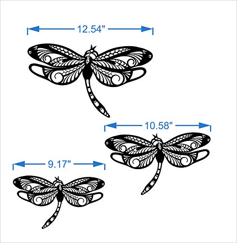 3 Dragonflies - Large Dragonfly Approx 12 X 8 Inches - This Is Not Vinyl Decal Or Peel And Stick- 1/16 Inch Thick Mat Board - Easily Tak-It-Up With Plasti-Tak Provided Removable Paintable Wall Décor #TOP1