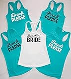 Beachin' Bride - Beach please, Bachelorette Party Shirts, Bridal Party Tank Tops, Bridal Party shirts -Bride, Bridesmaid, Maid of Honor - Bachelorette Party Shirts, Bride Tank - V necks and Crew Necks