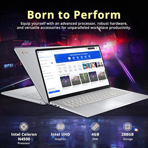 Image of ASUS Chromebook CX15 15.6 inch FHD Laptop, Intel Celeron N4500, 4GB RAM, 288GB Storage (128GB eMMC+160GB Docking Station Set), Intel UHD Graphics, Number Pad, Webcam, WiFi 6, Chrome OS, Pure Gray