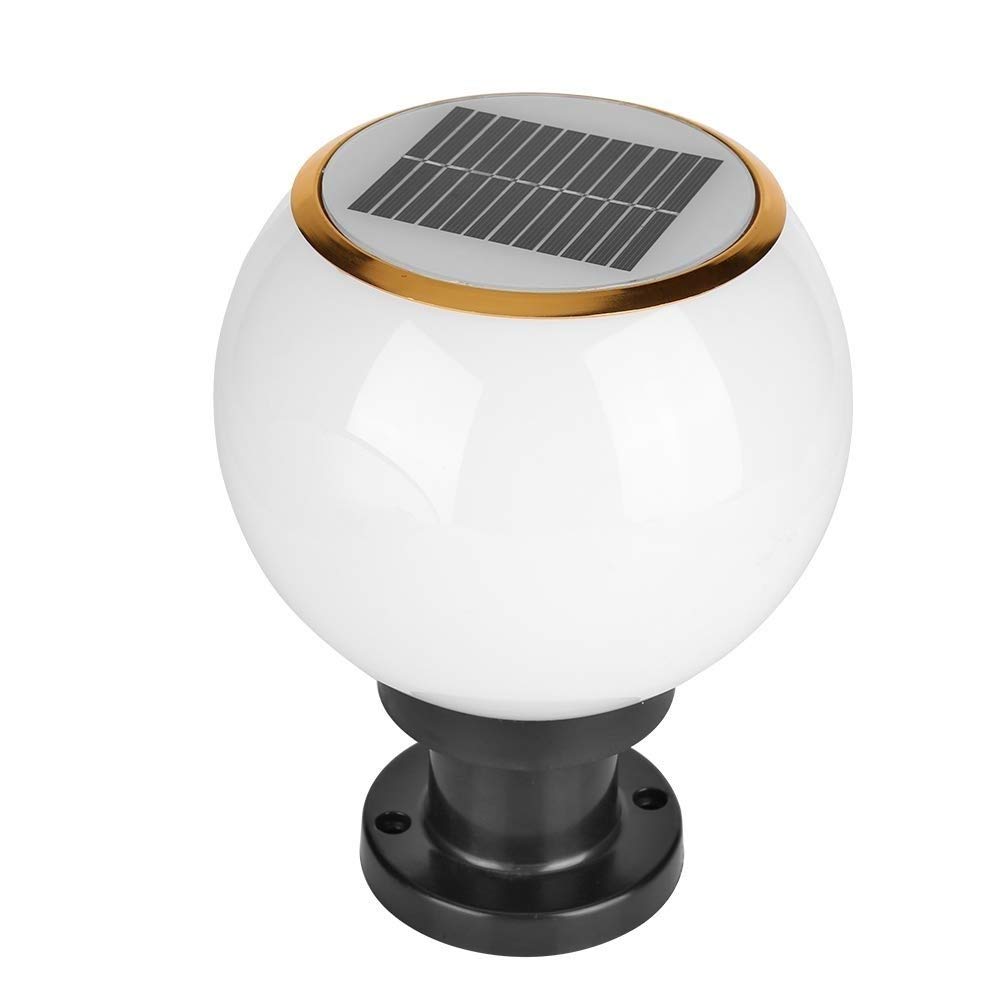 Reisx Sfera rotonda LED in acciaio inox solare Alberino della lampada da esterno IP65 impermeabile Colonna luci del giardino della luce della lanterna pilastro percorso for il Garden Villa Pillar Gard