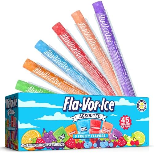Fla-Vor-Ice Giant Freezer Bars, Assorted Flavors, 5.5oz, 45 Ct