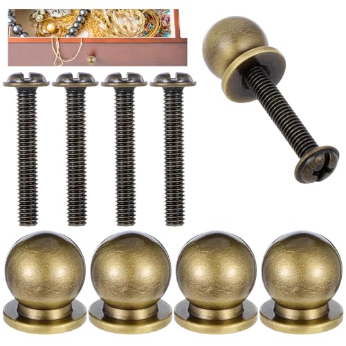 JJUNW 4 Stück Mini Schubladenknopf, Vintage Runde Kabinett Knöpfe mit Schrauben Mini Schrankknöpfe Für Mini Möbel Schublade Schmuckkästchen(Bronze)