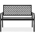 Best Choice Products Outdoor Bench 2-Person Metal Steel Benches Furniture for Garden, Patio, Porch, Entryway w/Geometric Backrest, 790lb Capacity – Black