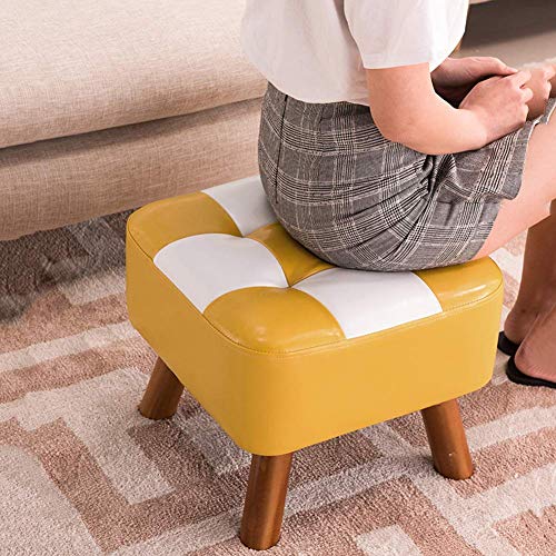 Reposapiés de madera maciza y cuero sintético lavable para mesa de centro 7