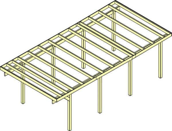 Alpholz Einzelcarport Malmö aus Holz mit Dacheindeckung 26,1 m², Unterstand für Auto B 358 x T 730 x H 241 cm, Überdachung Komplettbausatz 125 kg/m²