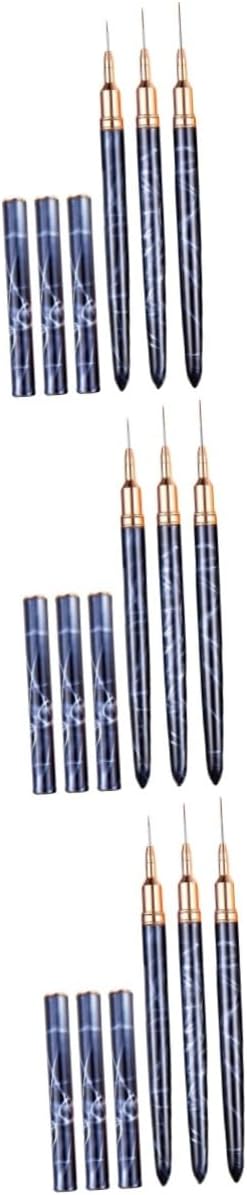 minkissy 9pcs Nail Art Pen For Light Therapy Brushes For Nail Design Nail Line Pens Thin Brush For Nail Art Tools For Nail Art Dots Painted Eyeliner Metal