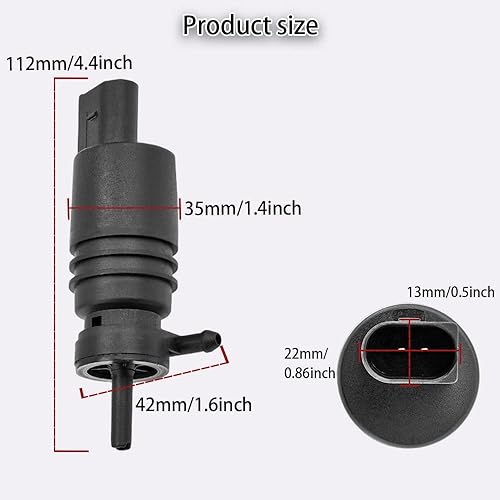 Miniatura 2 de Bomba de limpiaparabrisas delantero, bomba de limpiaparabrisas con ojal, compatible con Audi B-M-W Mercedes-Benz Chevy Chrysler Reemplazar OEM