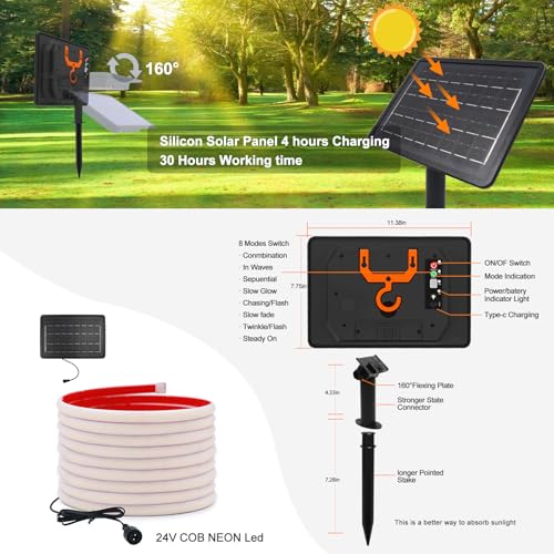 Tira LED Solar COB 24V, 8 Modos Exterior IP68 8m miniatura 7