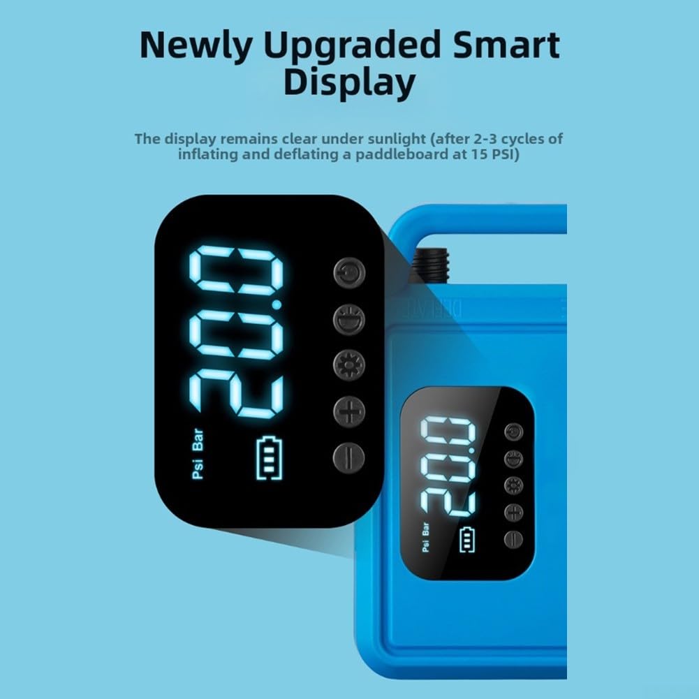 Honseadek Bomba de aire eléctrica de 12 V para tablero y barco inflable, inflador rápido portátil con manómetro digital, función de parada automática y desinflado,