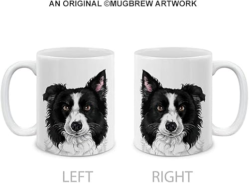Miniatura 2 de MUGBREW Linda taza de café de cerámica con diseño de perro Border Collie en blanco y negro, 11 onzas