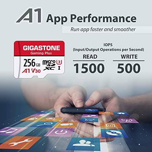 Gigastone] 256GB Micro SD Card, Gaming Plus, MicroSDXC Memory Card for Nintendo-Switch, Wyze, GoPro, Dash Cam, Security Camera, 4K Video Recording, UHS-I A1 U3 V30 C10, up to 100MB/s, with Adapter
