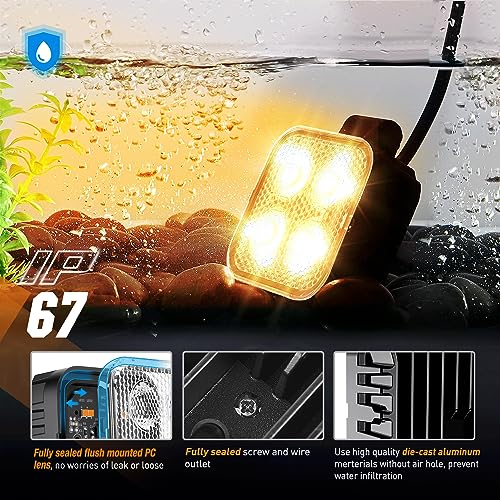 Image of Nilight 2PCS 3 Inch 15W Amber LED Pods Square Built-in EMC Work Flood Beam for Offroad Lighting Side Light Rear Back-Up Light for Tractor Truck Motorcycle Boat ATV UTV