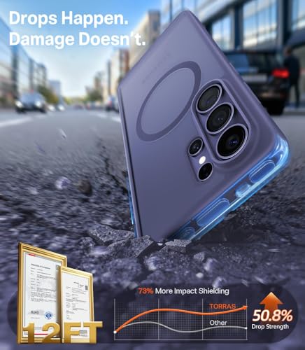 Image of TORRAS Magnetic Fit for Samsung Galaxy S26 Ultra Case, [Military Grade Tested] Shockproof Translucent Matte Back Cover, Strong Magnet for Car Mount & Wireless Charging, Slim Anti-Fingerprint - Purple